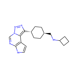 c1cc2c(ncn3nnc([C@H]4CC[C@H](CNC5CCC5)CC4)c23)[nH]1 ZINC001772627050