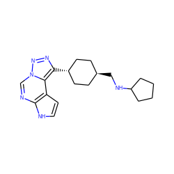 c1cc2c(ncn3nnc([C@H]4CC[C@H](CNC5CCCC5)CC4)c23)[nH]1 ZINC001772640085