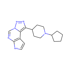 c1cc2c(ncn3nnc(C4CCN(C5CCCC5)CC4)c23)[nH]1 ZINC001772611280