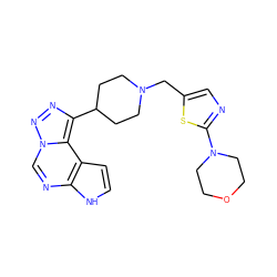 c1cc2c(ncn3nnc(C4CCN(Cc5cnc(N6CCOCC6)s5)CC4)c23)[nH]1 ZINC001772597882