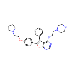 c1ccc(-c2c(-c3ccc(OCCN4CCCC4)cc3)oc3ncnc(NCCN4CCNCC4)c23)cc1 ZINC000028879303