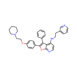 c1ccc(-c2c(-c3ccc(OCCN4CCCCC4)cc3)oc3nccc(NCCc4cccnc4)c23)cc1 ZINC000014965393