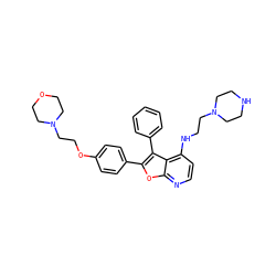 c1ccc(-c2c(-c3ccc(OCCN4CCOCC4)cc3)oc3nccc(NCCN4CCNCC4)c23)cc1 ZINC000023359506