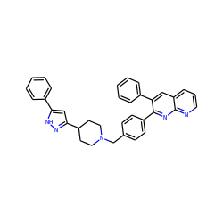 c1ccc(-c2cc(C3CCN(Cc4ccc(-c5nc6ncccc6cc5-c5ccccc5)cc4)CC3)n[nH]2)cc1 ZINC000029049101