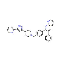 c1ccc(-c2cc3cccnc3nc2-c2ccc(CN3CCC(c4cc(-c5ccccn5)[nH]n4)CC3)cc2)cc1 ZINC000029049245