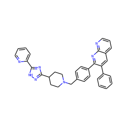 c1ccc(-c2cc3cccnc3nc2-c2ccc(CN3CCC(c4n[nH]c(-c5ccccn5)n4)CC3)cc2)cc1 ZINC000029049093