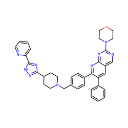 c1ccc(-c2cc3cnc(N4CCOCC4)nc3nc2-c2ccc(CN3CCC(c4n[nH]c(-c5ccccn5)n4)CC3)cc2)cc1 ZINC000049877405