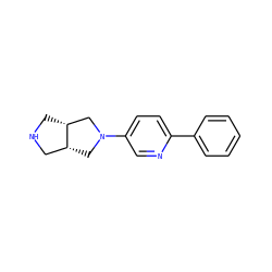c1ccc(-c2ccc(N3C[C@@H]4CNC[C@@H]4C3)cn2)cc1 ZINC000040974644