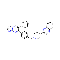 c1ccc(-c2cn3ccnc3nc2-c2ccc(CN3CCC(c4cnc5ccccc5n4)CC3)cc2)cc1 ZINC000166759869