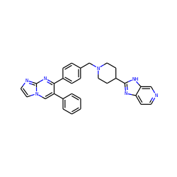 c1ccc(-c2cn3ccnc3nc2-c2ccc(CN3CCC(c4nc5ccncc5[nH]4)CC3)cc2)cc1 ZINC000166843467