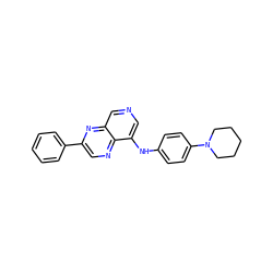 c1ccc(-c2cnc3c(Nc4ccc(N5CCCCC5)cc4)cncc3n2)cc1 ZINC000653720682