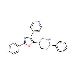 c1ccc(-c2nc(-c3ccncc3)c([C@H]3CC[C@H](c4ccccc4)NC3)o2)cc1 ZINC000142689335