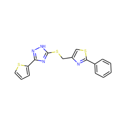 c1ccc(-c2nc(CSc3nc(-c4cccs4)n[nH]3)cs2)cc1 ZINC000006139906