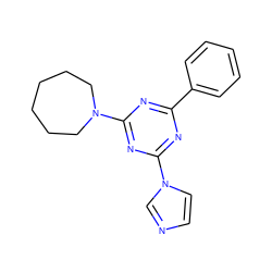 c1ccc(-c2nc(N3CCCCCC3)nc(-n3ccnc3)n2)cc1 ZINC000001079825