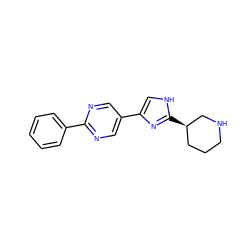 c1ccc(-c2ncc(-c3c[nH]c([C@@H]4CCCNC4)n3)cn2)cc1 ZINC000118614925