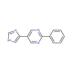 c1ccc(-c2ncc(-c3c[nH]cn3)cn2)cc1 ZINC000118621935