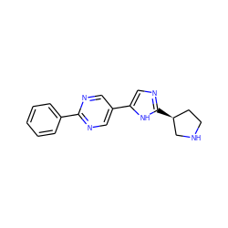 c1ccc(-c2ncc(-c3cnc([C@H]4CCNC4)[nH]3)cn2)cc1 ZINC000118620218