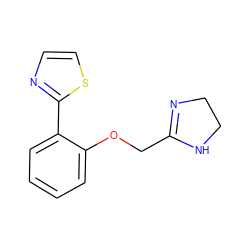 c1ccc(-c2nccs2)c(OCC2=NCCN2)c1 ZINC000013437850