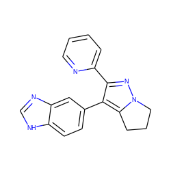 c1ccc(-c2nn3c(c2-c2ccc4[nH]cnc4c2)CCC3)nc1 ZINC000013684165