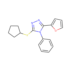 c1ccc(-n2c(SC3CCCC3)nnc2-c2ccco2)cc1 ZINC000095594769