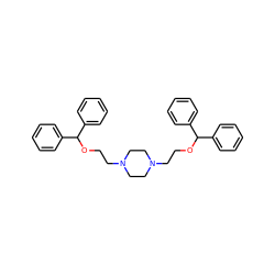 c1ccc(C(OCCN2CCN(CCOC(c3ccccc3)c3ccccc3)CC2)c2ccccc2)cc1 ZINC000022938531