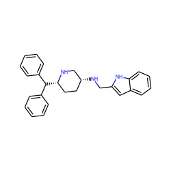 c1ccc(C(c2ccccc2)[C@H]2CC[C@@H](NCc3cc4ccccc4[nH]3)CN2)cc1 ZINC000022930181