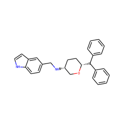 c1ccc(C(c2ccccc2)[C@H]2CC[C@@H](NCc3ccc4[nH]ccc4c3)CO2)cc1 ZINC000035953042