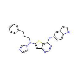c1ccc(CCCN(c2cc3ncnc(Nc4ccc5[nH]ccc5c4)c3s2)n2ccnc2)cc1 ZINC000026469570
