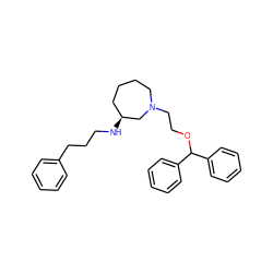 c1ccc(CCCN[C@H]2CCCCN(CCOC(c3ccccc3)c3ccccc3)C2)cc1 ZINC000022938483