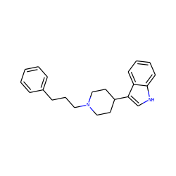 c1ccc(CCCN2CCC(c3c[nH]c4ccccc34)CC2)cc1 ZINC000141737928