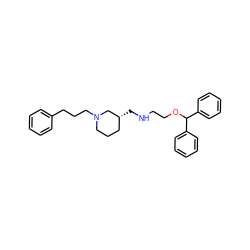 c1ccc(CCCN2CCC[C@@H](CNCCOC(c3ccccc3)c3ccccc3)C2)cc1 ZINC000013803924