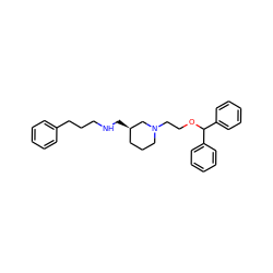 c1ccc(CCCNC[C@@H]2CCCN(CCOC(c3ccccc3)c3ccccc3)C2)cc1 ZINC000013803913