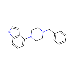 c1ccc(CN2CCN(c3cccc4[nH]ccc34)CC2)cc1 ZINC000053006914