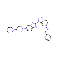 c1ccc(CNc2ccc3[nH]nc(-c4nc5cc(N6CCC(N7CCCCC7)CC6)ccc5[nH]4)c3c2)cc1 ZINC000036241949