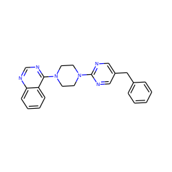 c1ccc(Cc2cnc(N3CCN(c4ncnc5ccccc45)CC3)nc2)cc1 ZINC000071295117