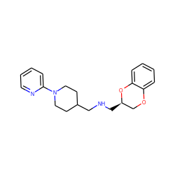 c1ccc(N2CCC(CNC[C@@H]3COc4ccccc4O3)CC2)nc1 ZINC000026993682