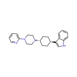 c1ccc(N2CCN([C@H]3CC[C@H](c4c[nH]c5ccccc54)CC3)CC2)nc1 ZINC000100788547