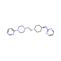 c1ccc(N2CCN(CC[C@H]3CC[C@H](Nc4ncccn4)CC3)CC2)nc1 ZINC000253693132