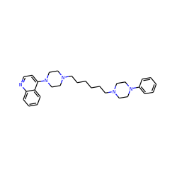 c1ccc(N2CCN(CCCCCCN3CCN(c4ccnc5ccccc45)CC3)CC2)cc1 ZINC000034631347