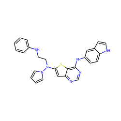 c1ccc(NCCN(c2cc3ncnc(Nc4ccc5[nH]ccc5c4)c3s2)n2cccc2)cc1 ZINC000026480532