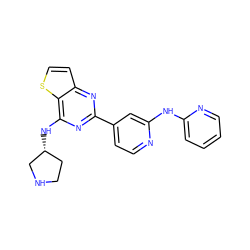 c1ccc(Nc2cc(-c3nc(N[C@@H]4CCNC4)c4sccc4n3)ccn2)nc1 ZINC000653664365