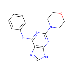 c1ccc(Nc2nc(N3CCOCC3)nc3[nH]cnc23)cc1 ZINC000053314533