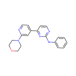 c1ccc(Nc2nccc(-c3ccnc(N4CCOCC4)c3)n2)cc1 ZINC000095573799