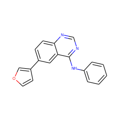 c1ccc(Nc2ncnc3ccc(-c4ccoc4)cc23)cc1 ZINC000004258410