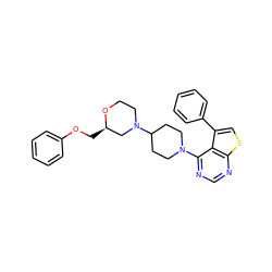 c1ccc(OC[C@@H]2CN(C3CCN(c4ncnc5scc(-c6ccccc6)c45)CC3)CCO2)cc1 ZINC000064539769