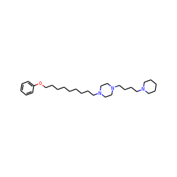 c1ccc(OCCCCCCCCCN2CCN(CCCCN3CCCCC3)CC2)cc1 ZINC000103184407