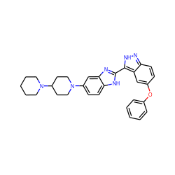 c1ccc(Oc2ccc3n[nH]c(-c4nc5cc(N6CCC(N7CCCCC7)CC6)ccc5[nH]4)c3c2)cc1 ZINC000036176898