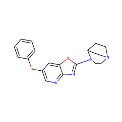 c1ccc(Oc2cnc3nc(N4CCN5CCC4CC5)oc3c2)cc1 ZINC000045375004