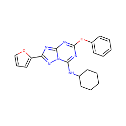 c1ccc(Oc2nc(NC3CCCCC3)n3nc(-c4ccco4)nc3n2)cc1 ZINC000653767891