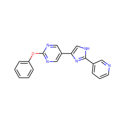 c1ccc(Oc2ncc(-c3c[nH]c(-c4cccnc4)n3)cn2)cc1 ZINC000118615413